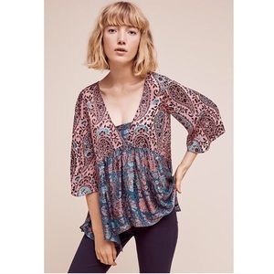 Anthropologie Floreat Valo Burnout Blouse